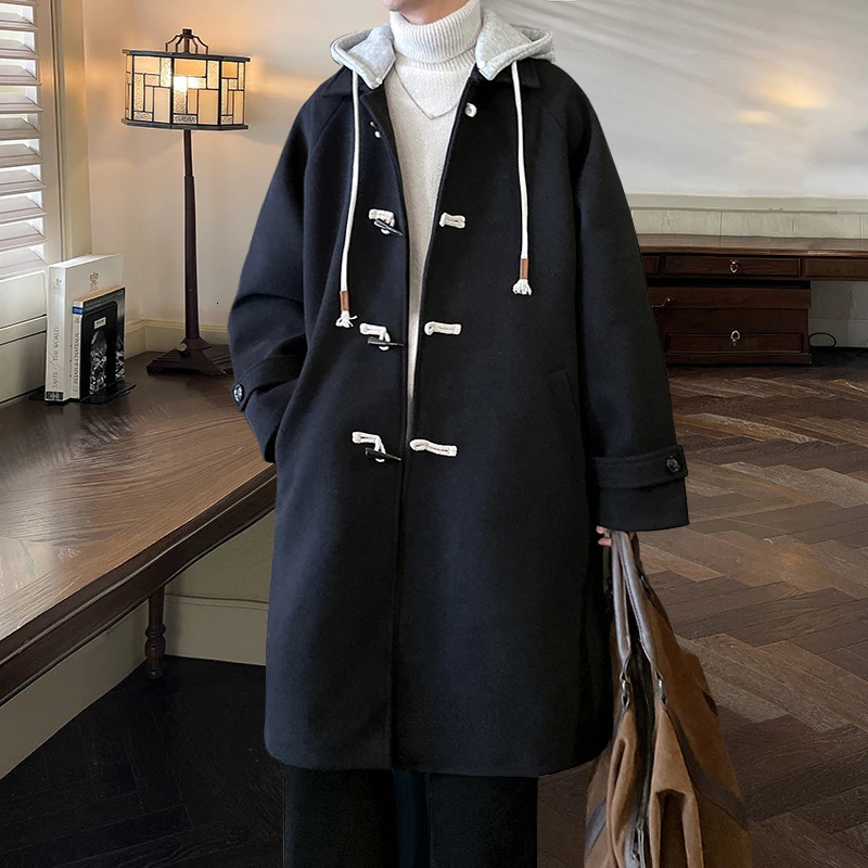 Men's Wool Blends Zongke Hooded Winter Long Coat Coats Man Jackets Korean Autumn Clothes Male Trench Woolen Overcoat 2023 231130