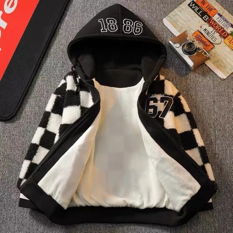 Down Coat 2023 Boys Girls Outerwear Winter Children Fashion Thick Baseball Uniform Jacket Baby Kids Warm Lamb Coats Clothing Teens Tops 231202