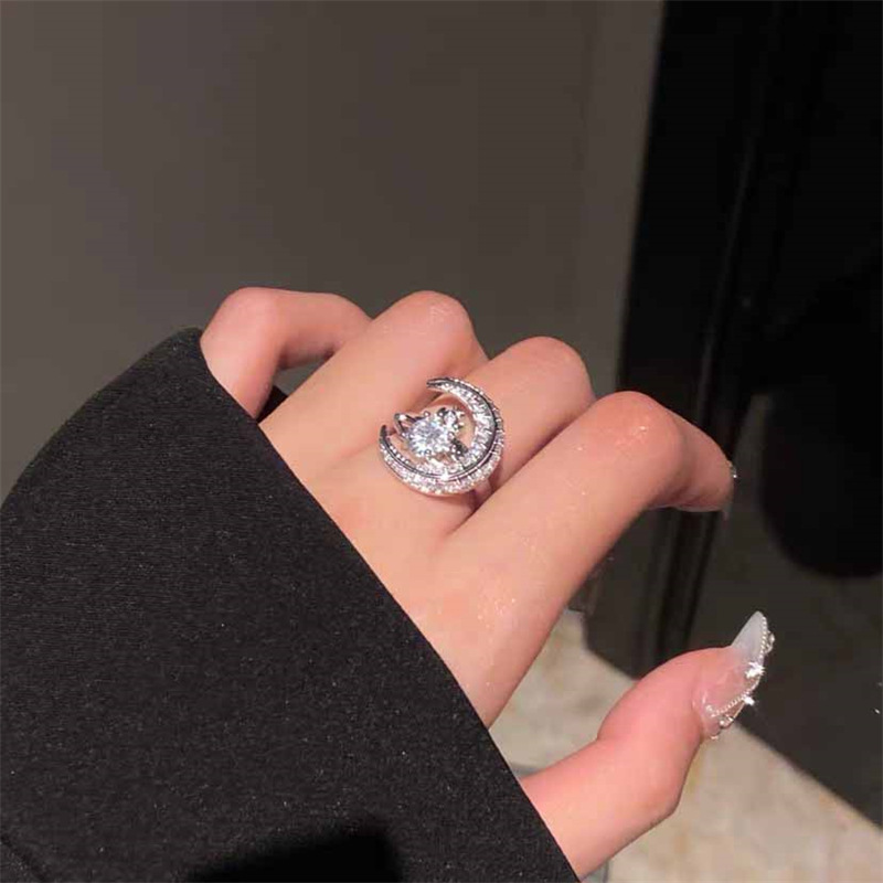 Sterg Sier Adjustable Ring: Round Cut White Topaz CZ Dia Zircon Eternity Band for Valentine's Day