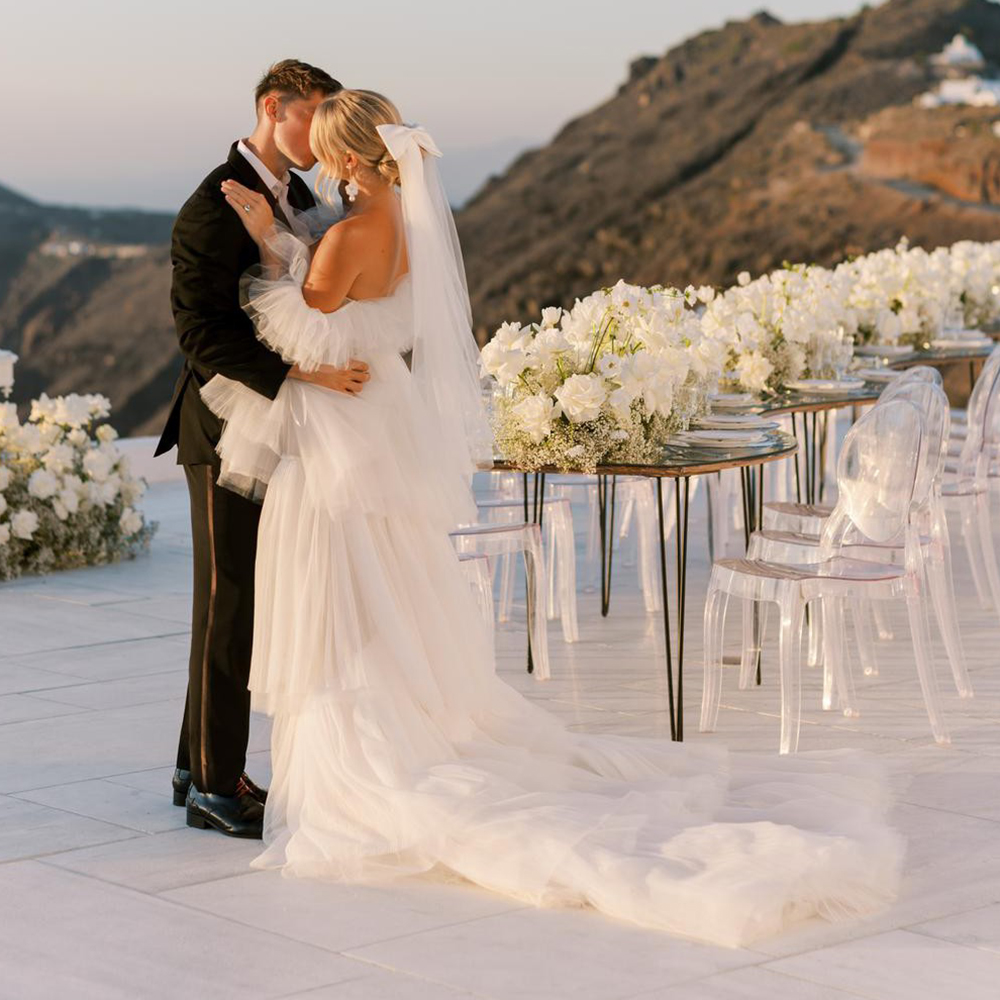 Wedding Dresses 2024 Off Shoulder Pleated Tulle Strapless 2 in 1 Bridal Gown High Low With Detachable Train Vestidos De Novia for Bride