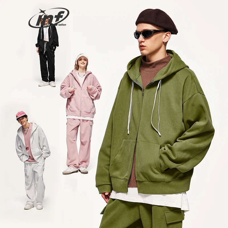 Men's Tracksuits INFLATION Unisex Harajuk Oversized Tracksuit Trendy Pink Cargo Pants and Hooded Jacket Set Mens Hooodie Set 231202