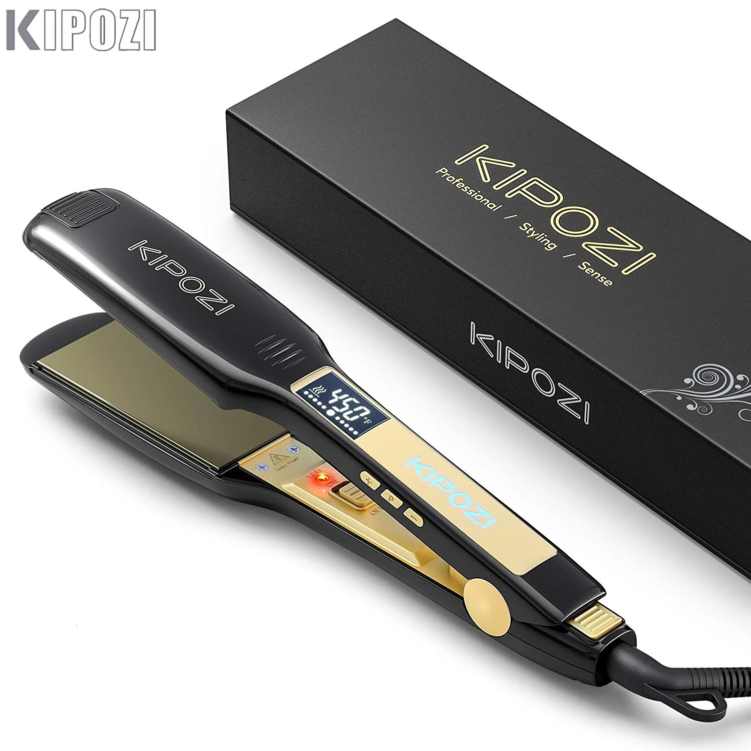 Hair Straighteners KIPOZI Hair Straightener Flat Iron Tourmaline Ceramic Professional Hair Straightener Culer Salon Steam Hair Iron Hair Care 231202