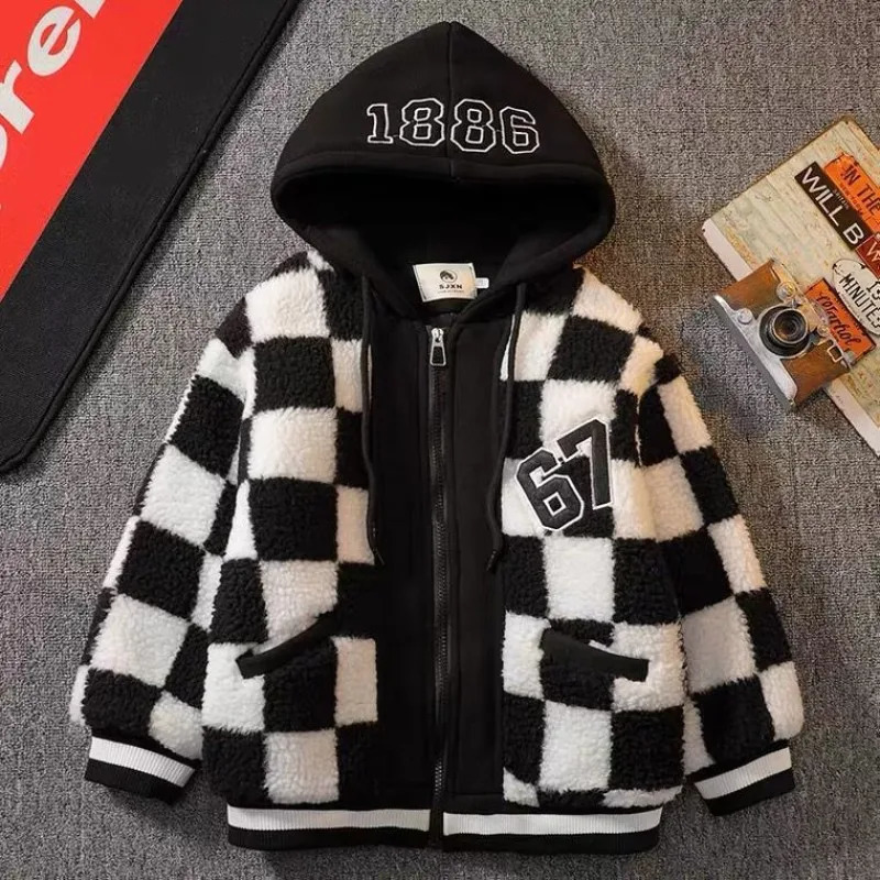 Down Coat 2023 Boys Girls Outerwear Winter Children Fashion Thick Baseball Uniform Jacket Baby Kids Warm Lamb Coats Clothing Teens Tops 231202