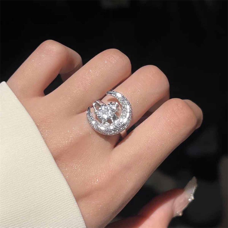 Sterg Sier Adjustable Ring: Round Cut White Topaz CZ Dia Zircon Eternity Band for Valentine's Day