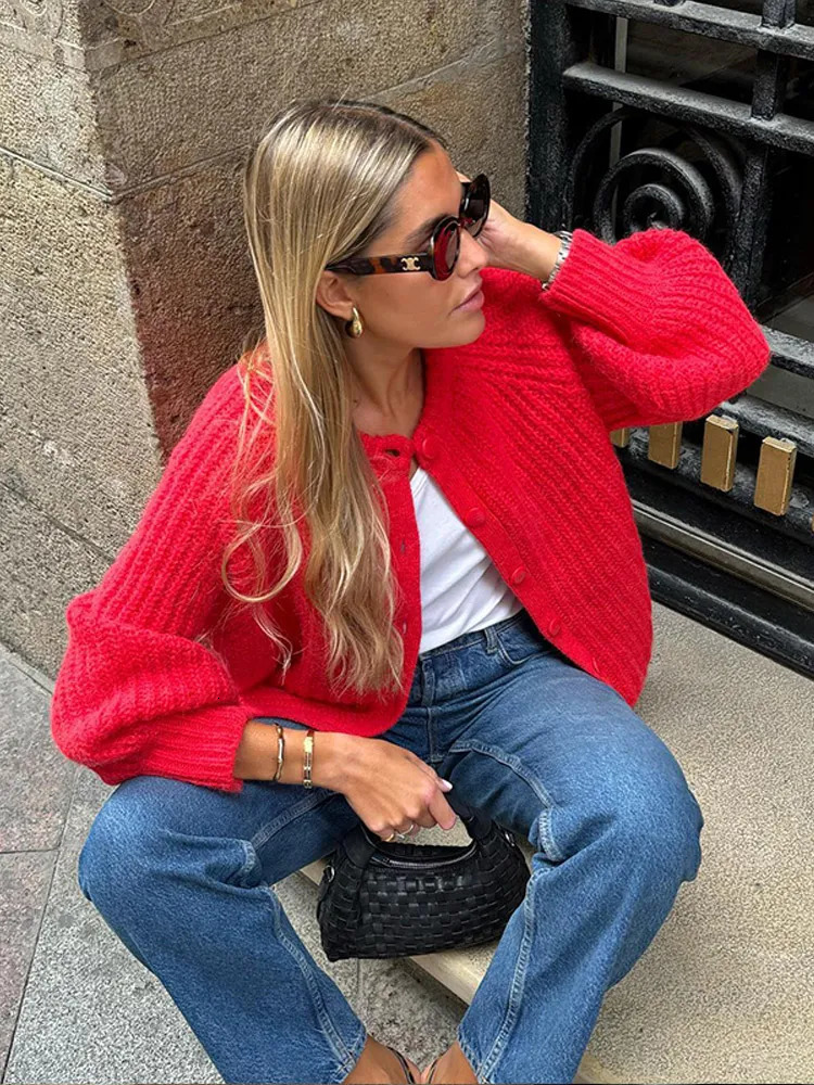 Women's Sweaters Casual Loose Knit Cardigan For Women 2023 Autumn Winter Long Sleeve Single breasted O neck Sweater Female All Match Fashion Coat