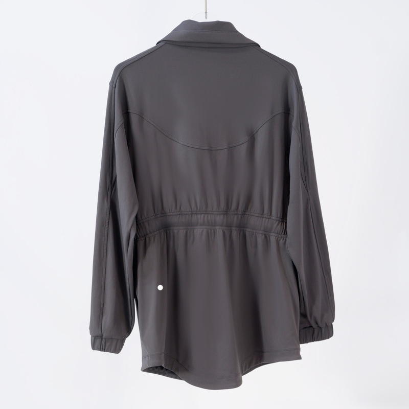 LL-036 Womens Cinch Waist Jackets Trench Coat Turn-down collar Fitness Wear Yoga Jacket Sportswear Outfit Running Train Exercise Long Sleeve Waterproo