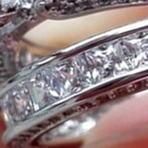 Luxury Size 5678910 Jewelry 10kt white gold filled Topaz Princess cut simulated Diamond Wedding Ring set gift with