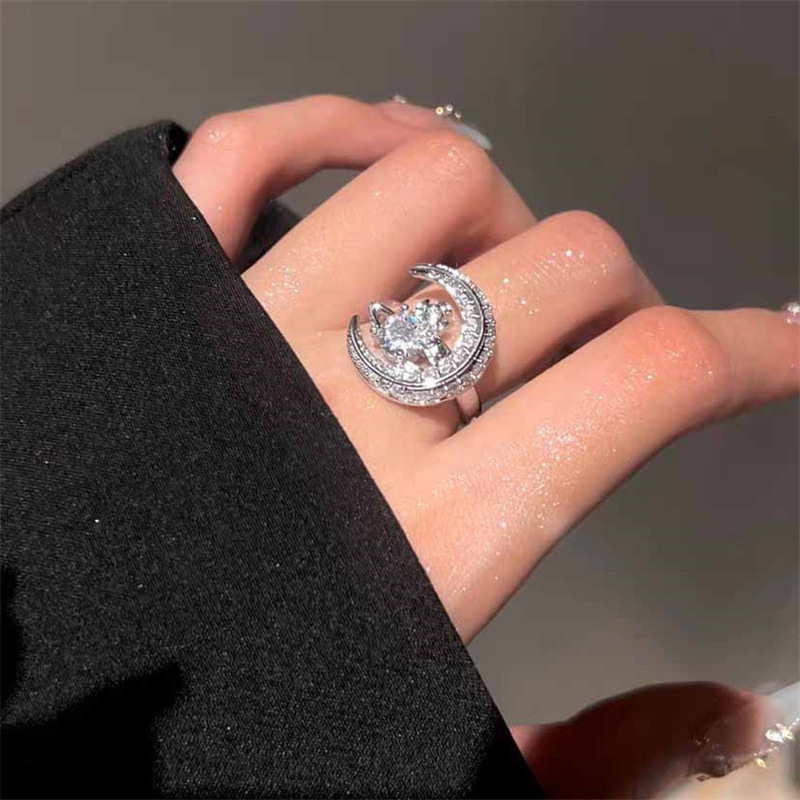 Sterg Sier Adjustable Ring: Round Cut White Topaz CZ Dia Zircon Eternity Band for Valentine's Day