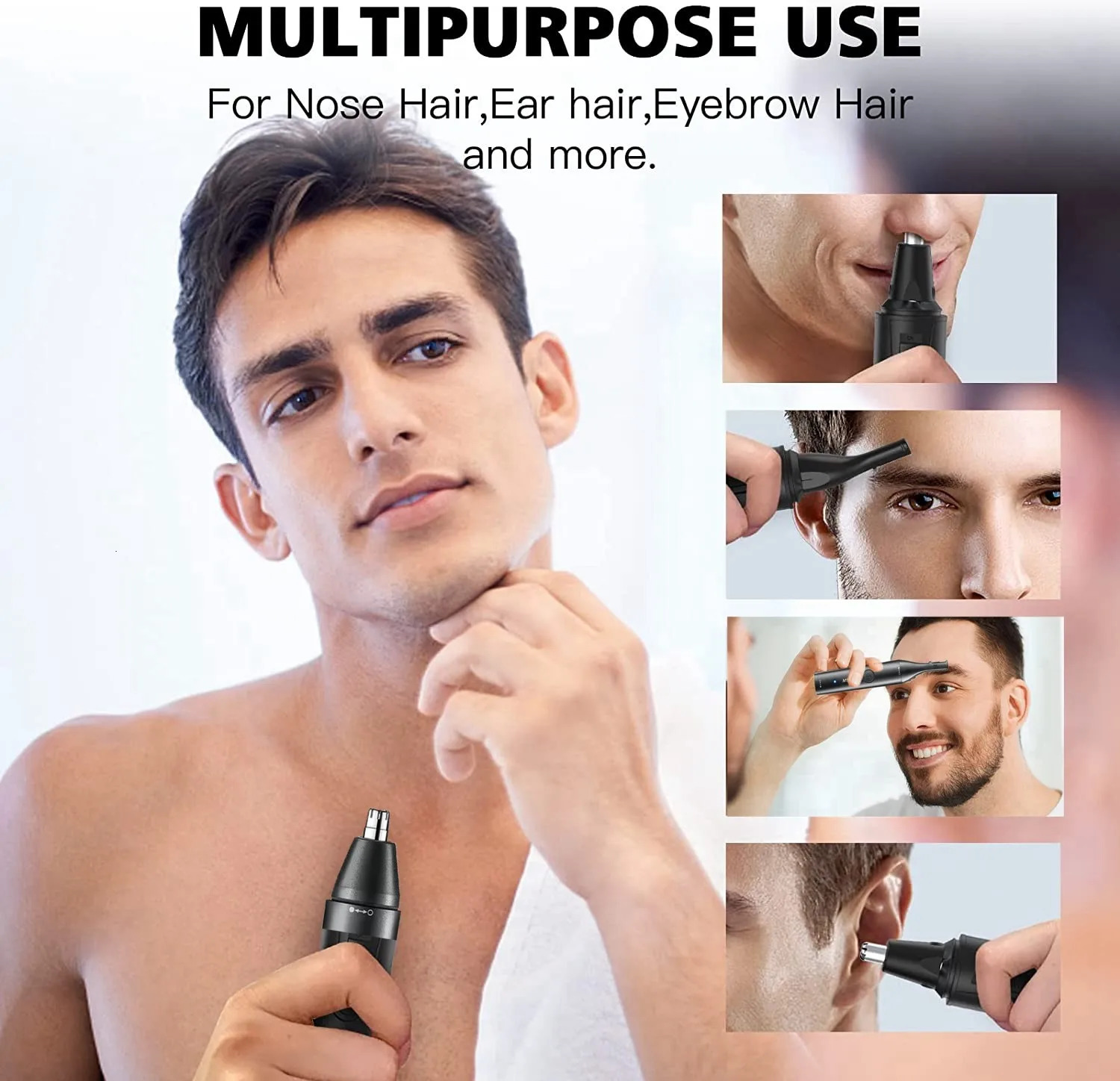Electric Shavers VGR 2in1 Washable Nose Hair Trimmer For Men Women Grooming Beard Electric Ear Cleaner Eyebrow Trimmer For Face Body Rechargeable 2312