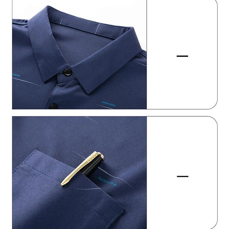 Men's Polos Men's Polo Long Sleeve T-shirt Letter Print Spring Autumn tees Loose Bottom Casual Business Clothing Fashion Button Tops 231202