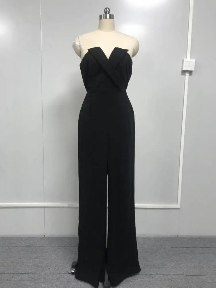 Women's Jumpsuits Rompers Fashion Office Straight Playsuit Overall Solid Color Summer Sleeveless High Waist Romper Ladies Tube Top Elegant Jumpsu