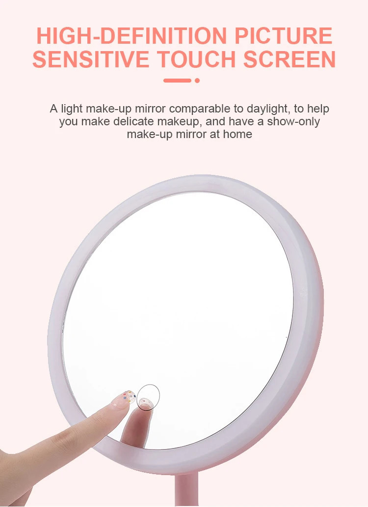 Compact Mirrors LED Makeup Mirror With Light Lamp With Storage Desktop Rotating Cosmetic Mirror Light Adjustable Dimming USB Vanity Mirror 231202