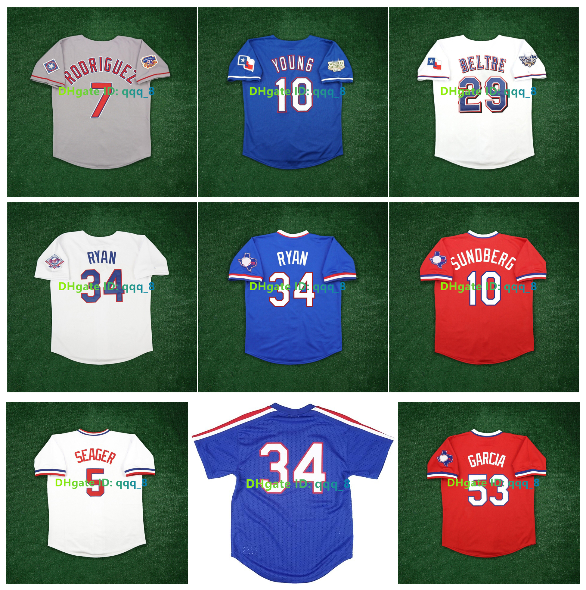 Nolan Ryan Adolis Garcia Ivan Rodriguez 2011 2010 World Series Throwback Baseball Jersey Adrian Beltre Corey Seager Jim Sundberg Michael Young Hamilton Size S-4XL