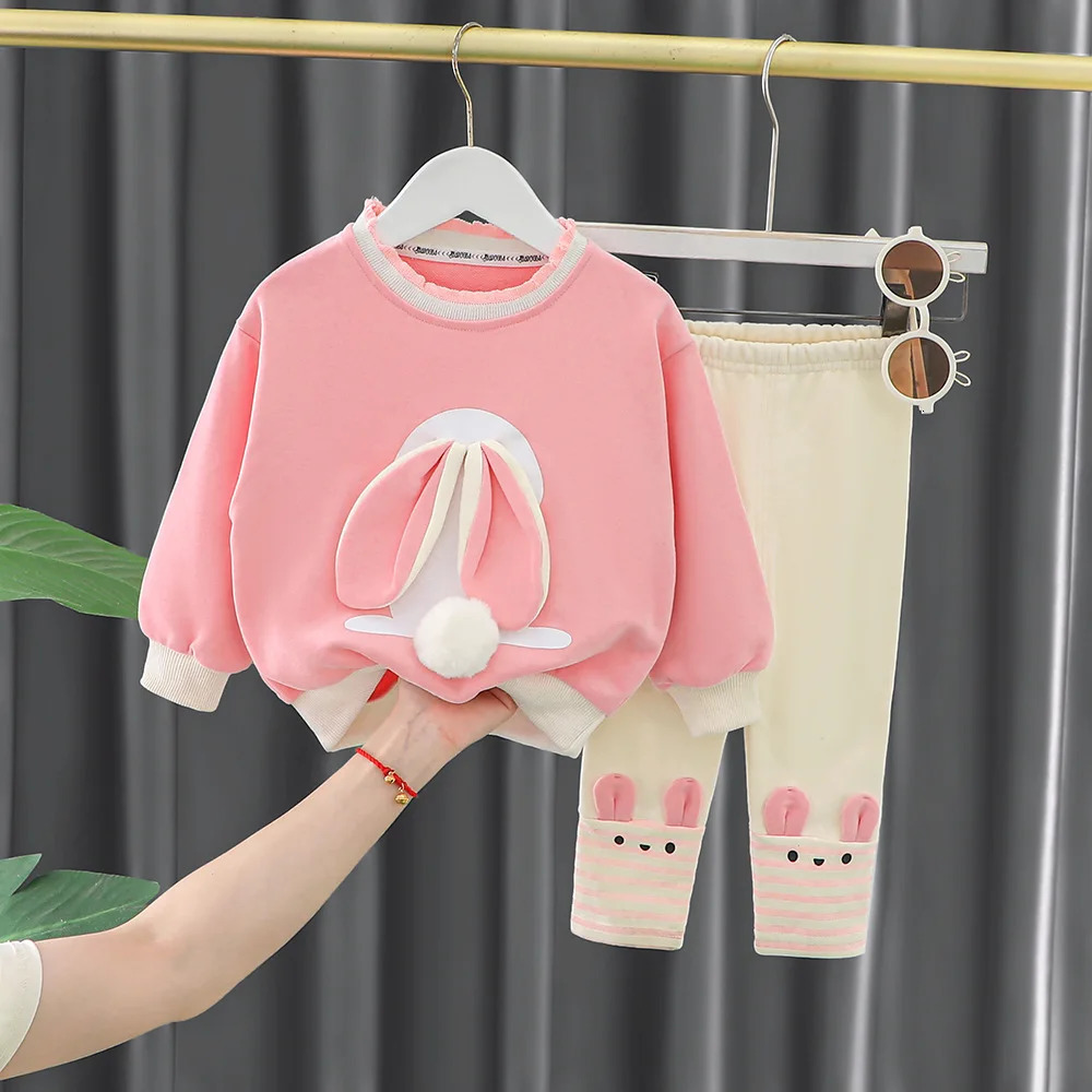 Clothing Sets Toddler Baby Girl Fall Winter Clothes Cartoon Rabbit Long Sleeve Sweatshirt Pullover Tops Leggings Pants Outfit Set 2pcs 231201