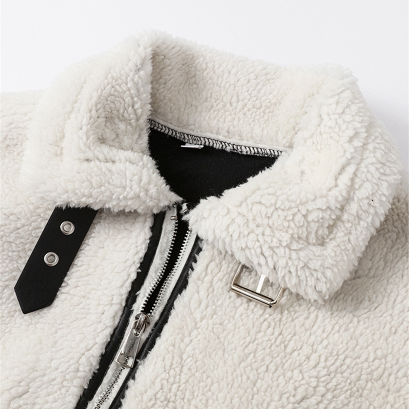 Women's Jackets Fashion Patchwork Furry Jacket For Women Gentle Panelled Thick Warm Lambswool Fleece Coat Zipper Pocket Lady Outwear y231201