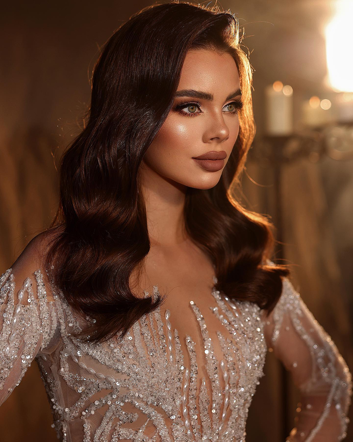 Sparkly Mermaid Beads Wedding Dress Lace See Through Wedding Gowns Full Sleeveless Sequined Vestido De Noiva