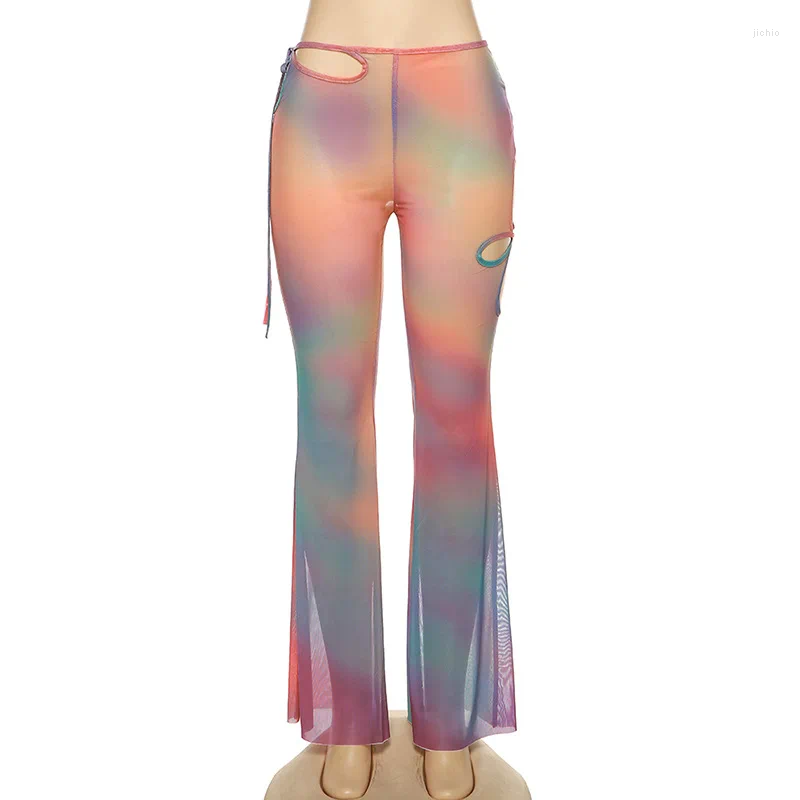 Womens Two Piece Pants LFRVZ 2023 Luxury Designer Young Sexy Beach Lace Set Sweet Bikini Top Long Boot Cut Slim Women 2