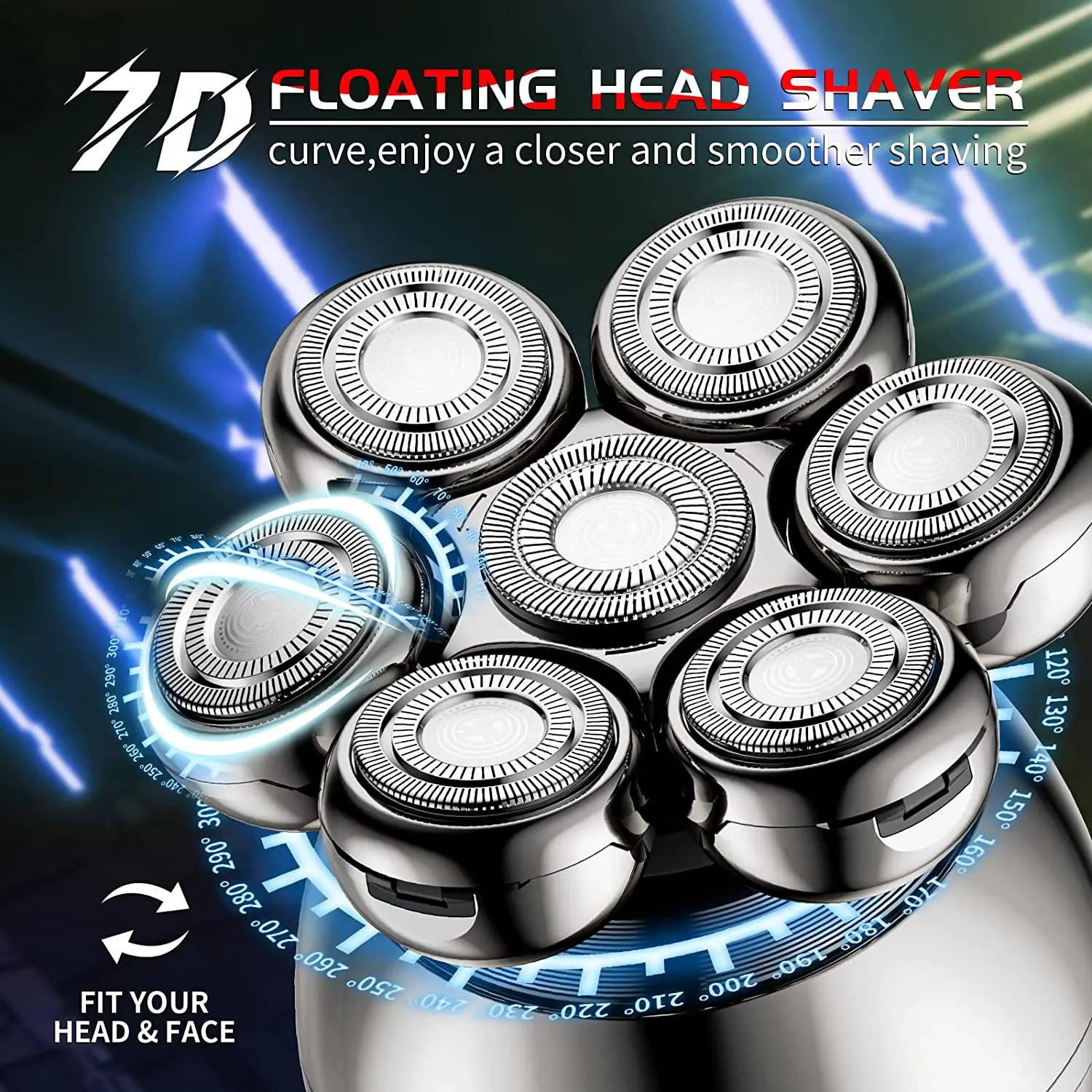 Electric Shavers Electric Shaver 7D Floating Cutter Head Base Charging Portable Men Beard Trimmer Clipper Skull Shaver Waterproof Shaving 231202