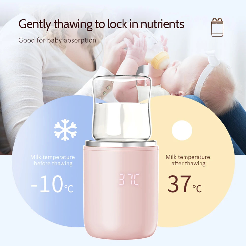 Bottle Warmers Sterilizers# Baby Milk Bottle Warmer Wireless Milk Heater 4 Levels Adjustable Temperature Waterproof Built-in Battery Night Light Adapt