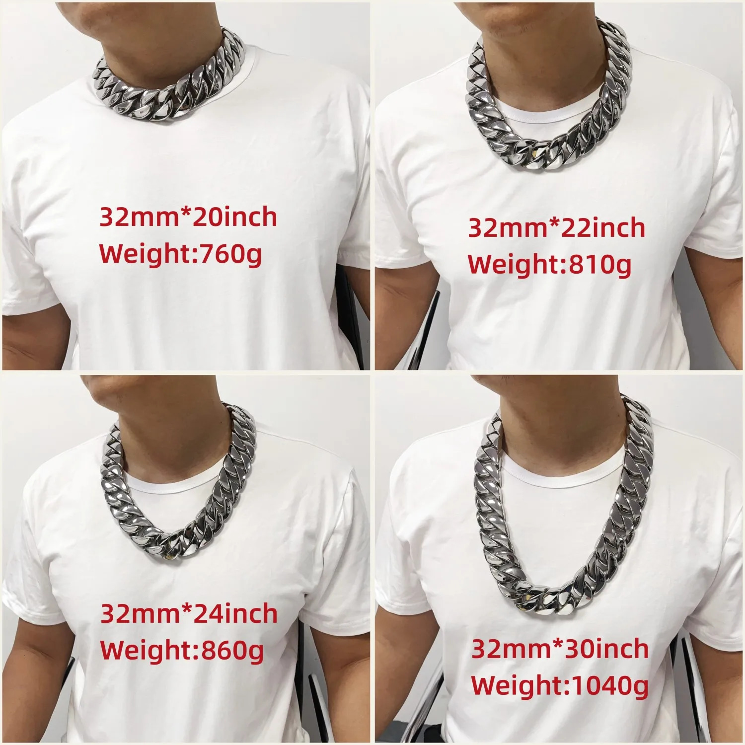 Pendant Necklaces SDA Factory Wholesale 26 32mm Width Big Thick Cuban Link Chain Bracelets For Women and Men Silver Gold Color Jewelry 231202