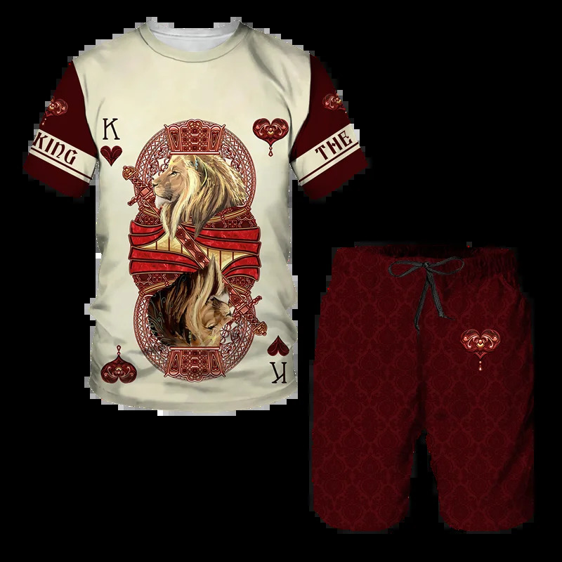 Men's Tracksuits Summer Men's 3D Tiger Print Men's T-shirt Suit Casual Sportswear Streetwear Male Clothing Tracksuit Outfit Shorts 2 Pi