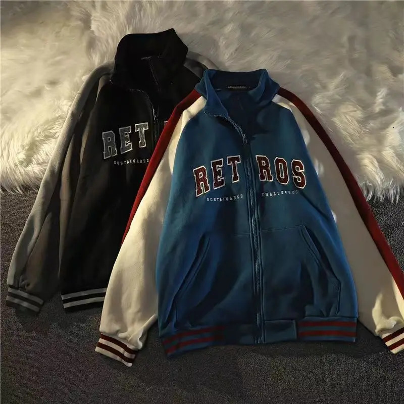 Men's Hoodies Sweatshirts American Trend Retro YK2 Jacket Men and Women Spring and Autumn Loose Cardigan Jacket Casual Sportswear Couple Jacket 2