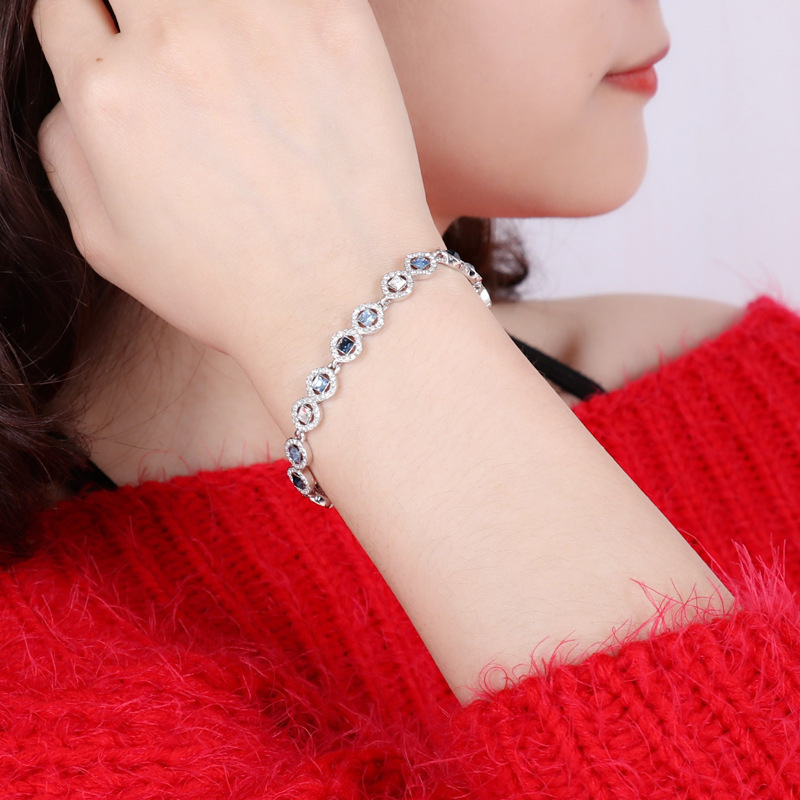 bracelets tennis bracelet women men sier plated inlaid blue sqart crystal dia designer jewelry woman valentines day gift