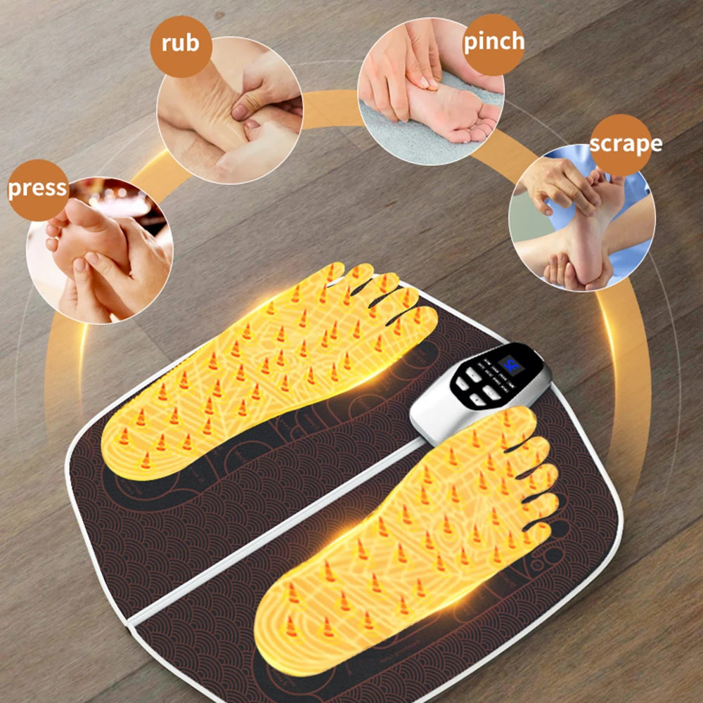 Foot Massager Electric EMS Muscle Stimulation Pad 8 Modes 32 Levels of Strength Folding Relieve Pressure Massage Mat 231202