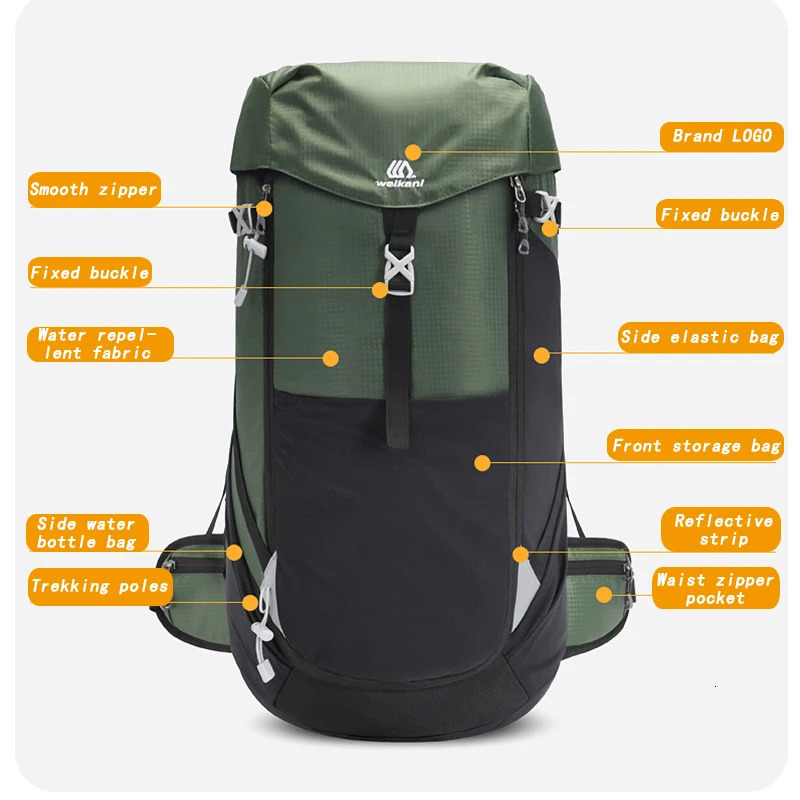 Outdoor Bags Hiking Bag Soft Back 40L Nylon Waterproof Camping Sports Travel Backpack Unisex Mountaineering 231202