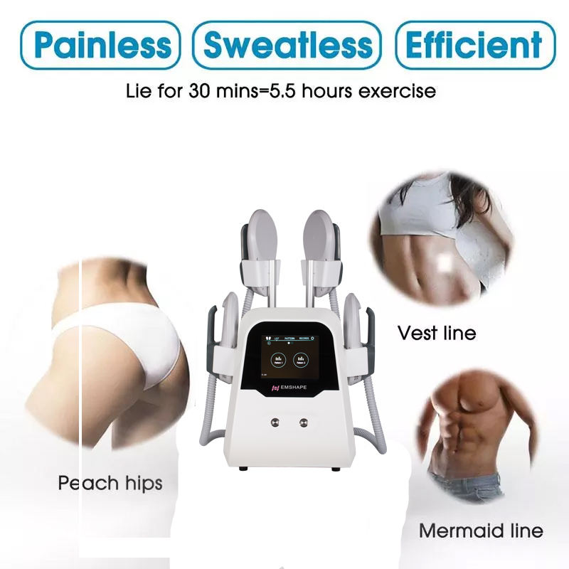 2024 Non-exercise Lazy Fitness for Body Sculpting Muscle Gain Fat Loss Machine EMSlim Waist Thigh Thinning 4 Handles 8 Inches Apparatus