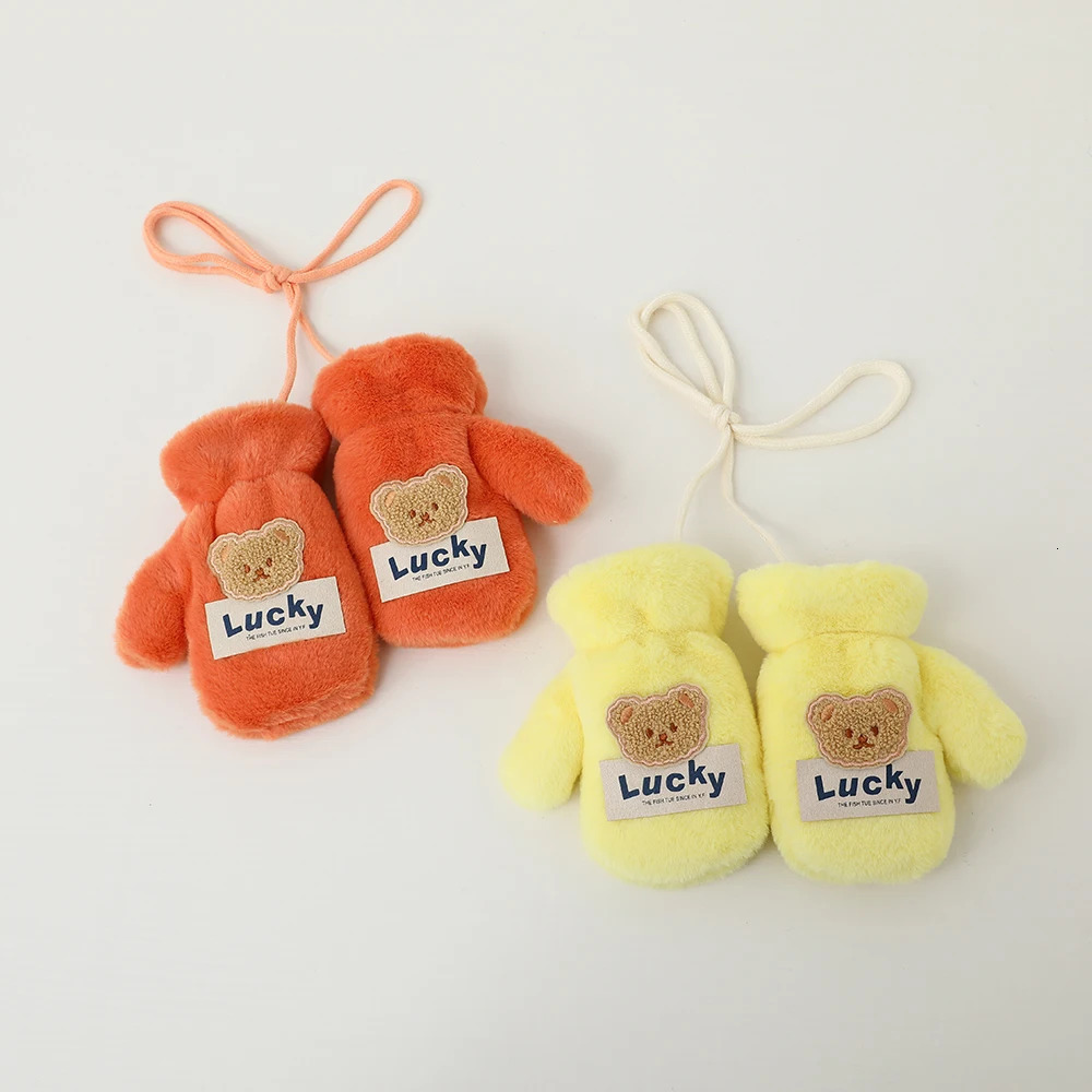 Children's Mittens 2-7Y Winter Baby Gloves for Boys Girls Full Finger Mittens Cute Bear Plush Children Gloves Kids Warm Gloves Baby Mittens 23120
