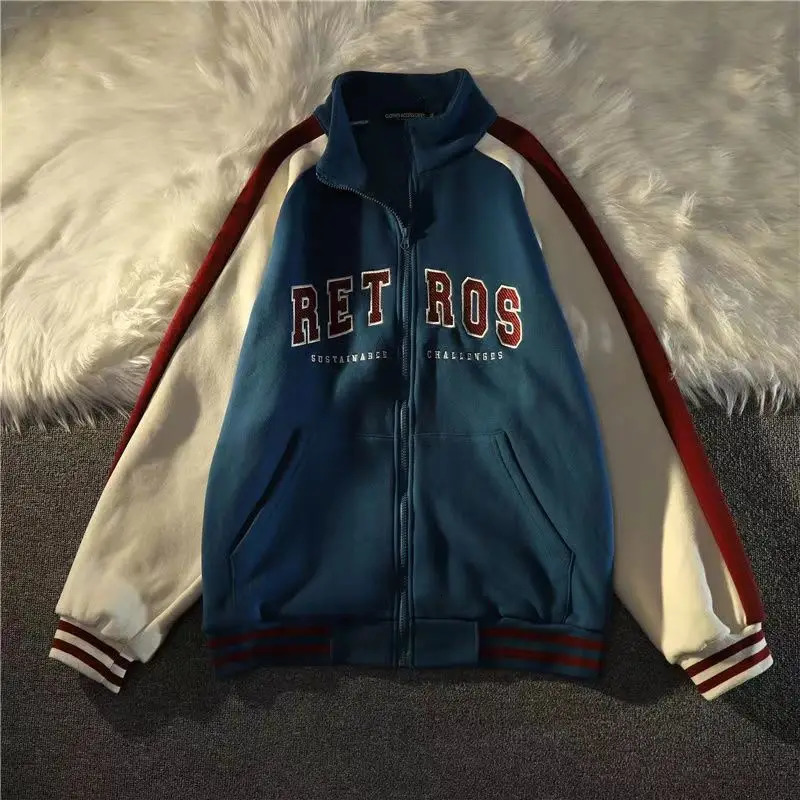 Men's Hoodies Sweatshirts American Trend Retro YK2 Jacket Men and Women Spring and Autumn Loose Cardigan Jacket Casual Sportswear Couple Jacket 2