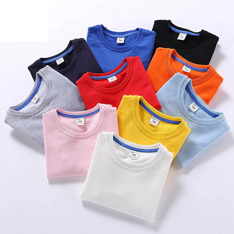 Hoodies Sweatshirts Childrens Hoodies Sweatshirts Girl Kids White Tshirt Cotton Pullover Tops for Baby Boys Autumn Solid Color Clothes 19 Years 231201