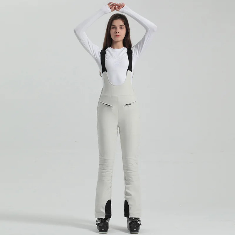 Skiing BIB Pants Gsou Snow Winter Ski Pant Women Snowboard Strap Trouser High Waist Elastic Windproof Waterproof Thicken Thermal for Outdoor 231202