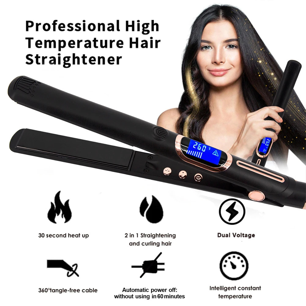 Hair Straighteners Professional Hair Straightener 1 Inch High Temperature Keratin Treatment Flat Iron Hair Curler Dual Voltage Hair Styler 231202