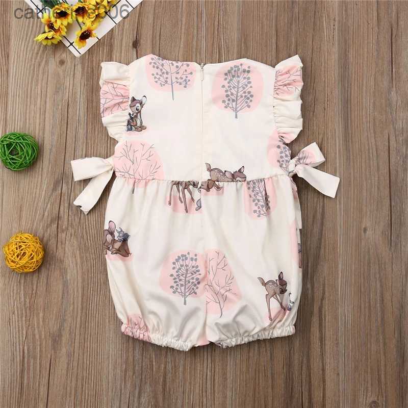 Clothing Sets 0-24M Summer Clothing Baby Girl Deer Flower Cotton Soft Romper Girls Jumpsuit Fashion Infant ClothesL231202