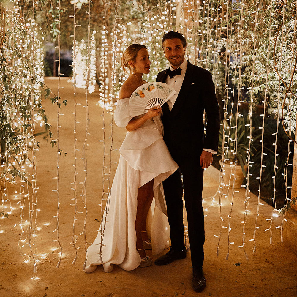 Two Pieces 3D Flower Wedding Dresses 2024 Off the Shoulder Short Sleeve Bridal Gown with Detachable Train Organza A Line Wedding Gowns