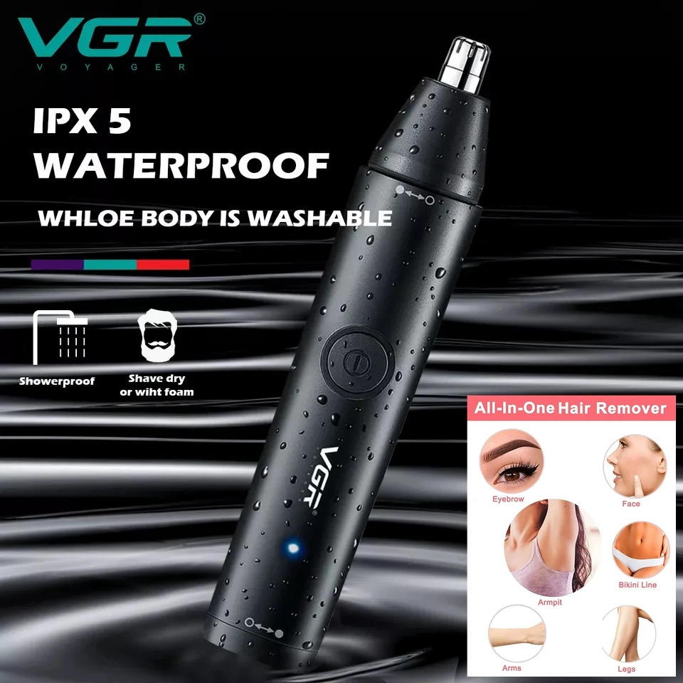 Electric Shavers VGR 2in1 Washable Nose Hair Trimmer For Men Women Grooming Beard Electric Ear Cleaner Eyebrow Trimmer For Face Body Rechargeable 2312