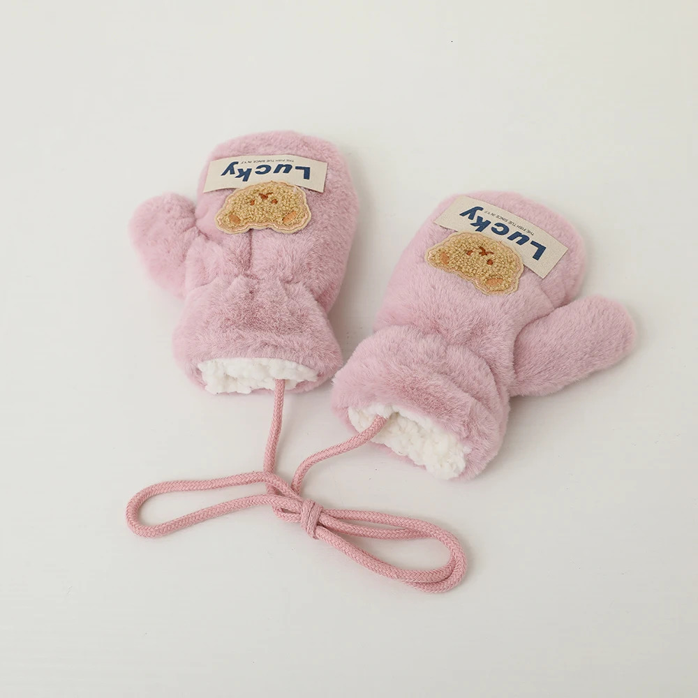 Children's Mittens 2-7Y Winter Baby Gloves for Boys Girls Full Finger Mittens Cute Bear Plush Children Gloves Kids Warm Gloves Baby Mittens 23120