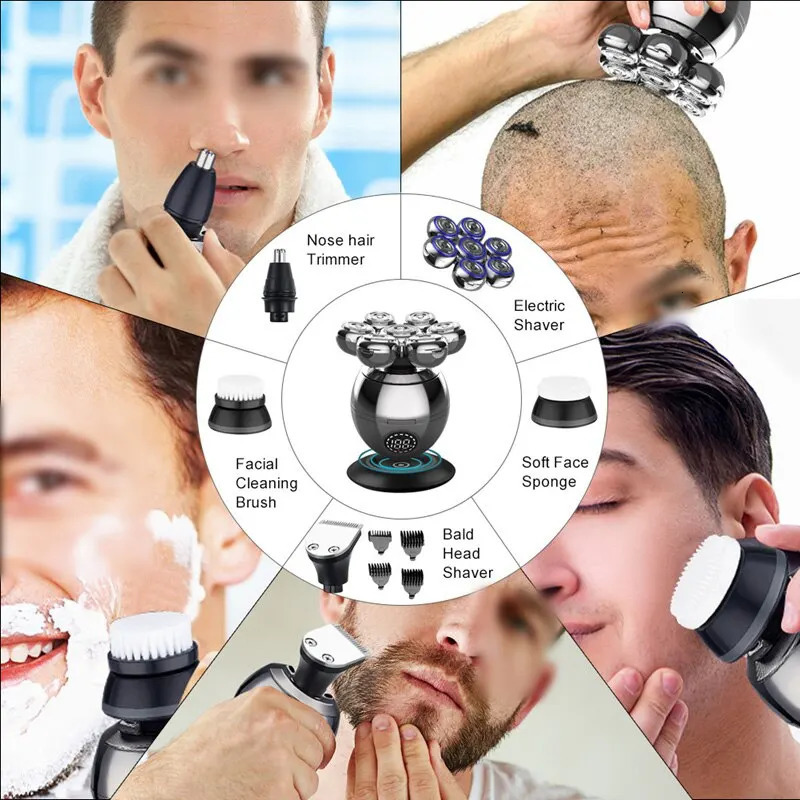 Electric Shavers Electric Shaver 7D Floating Cutter Head Base Charging Portable Men Beard Trimmer Clipper Skull Shaver Waterproof Shaving 231202