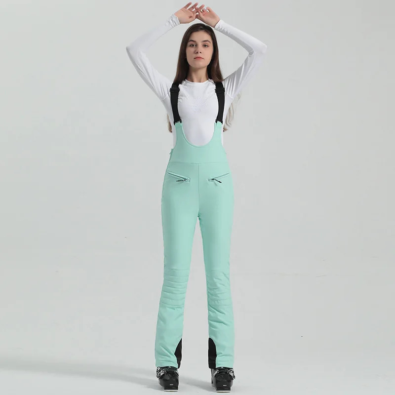 Skiing BIB Pants Gsou Snow Winter Ski Pant Women Snowboard Strap Trouser High Waist Elastic Windproof Waterproof Thicken Thermal for Outdoor 231202