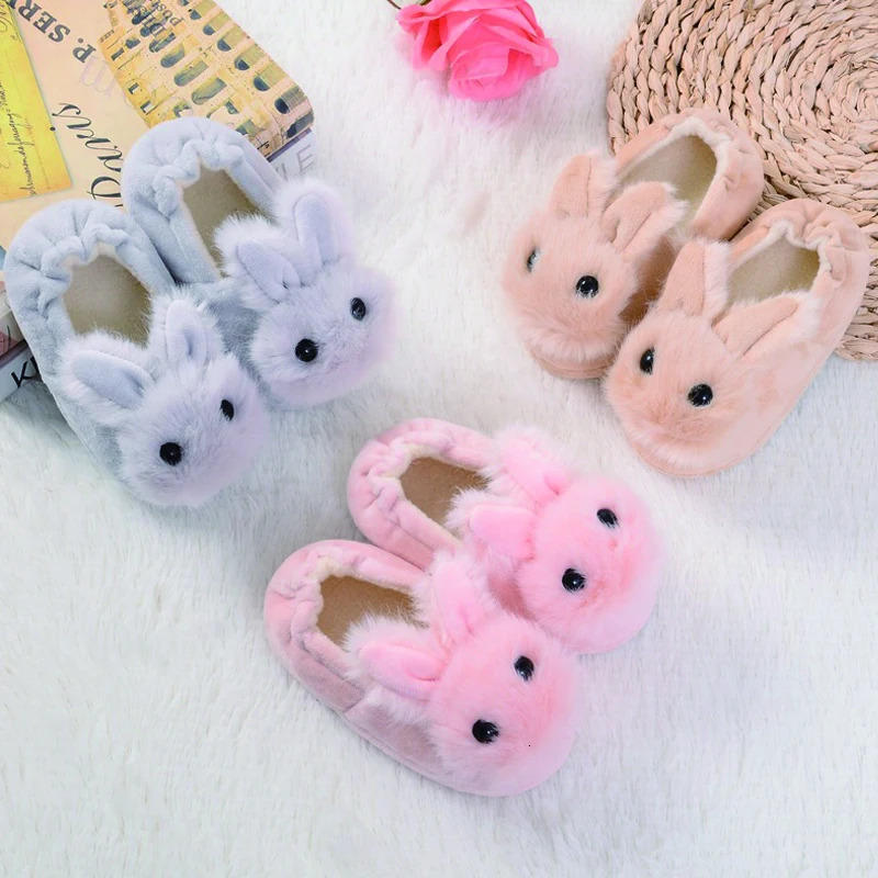 Slipper Fashion Toddler Girl Slippers for Home Gear Baby Items Loafers Plush Warm Cartoon Bunny Children Little Kid House Footwear Gifts 231201