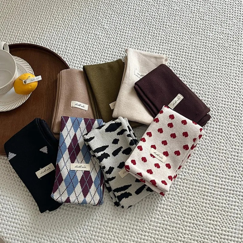 Scarves Wraps HoneyCherry Baby Retro Autumn and Winter Warm Knitted Scarf Children's Fashion Plaid Knitted Scarf Baby Scarf 231202