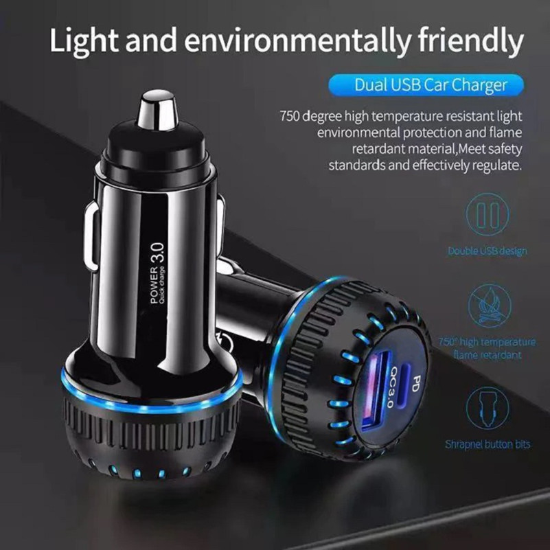 High Speed Dual Ports USB C PD Car Charger 3.1A Chargers Auto Power Adapters For IPhone 13 14 15 Pro Samsung S20 S22 S23 Xiaomi Huawei Andorid phone G