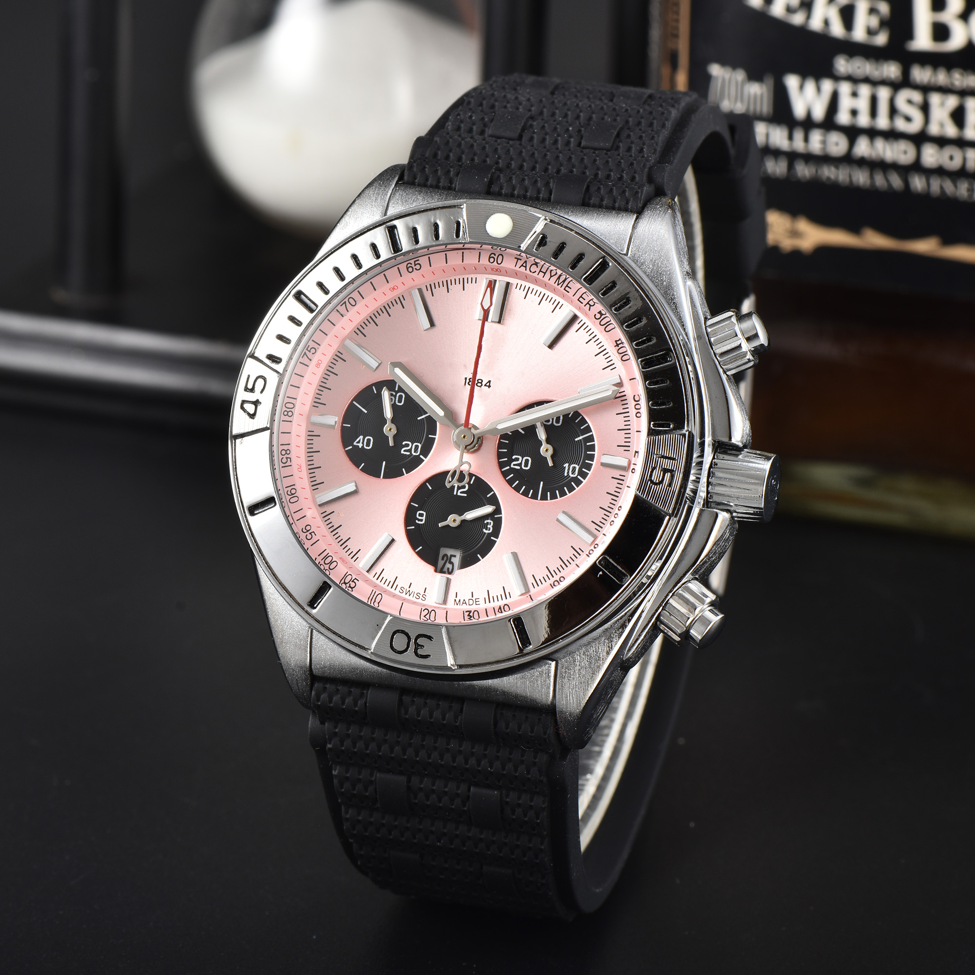 New Fashion Mens Quartz 1884 Sport Watch Stainless Steel Business Watchband Life Multicolor Classic Men's Strap Watch