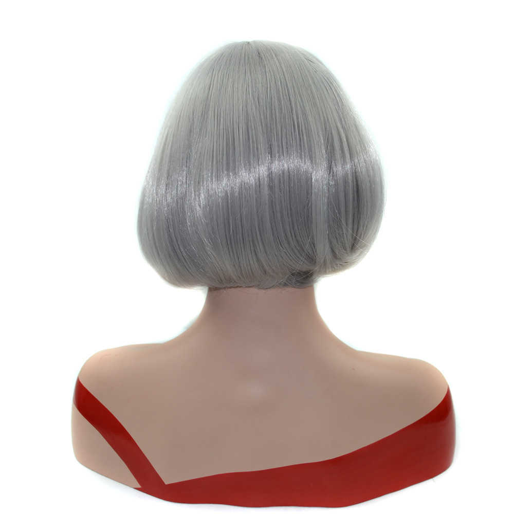 Wig Natural girl short hair headgear air bangs grandma grey Bobo head inner pear flower headgear