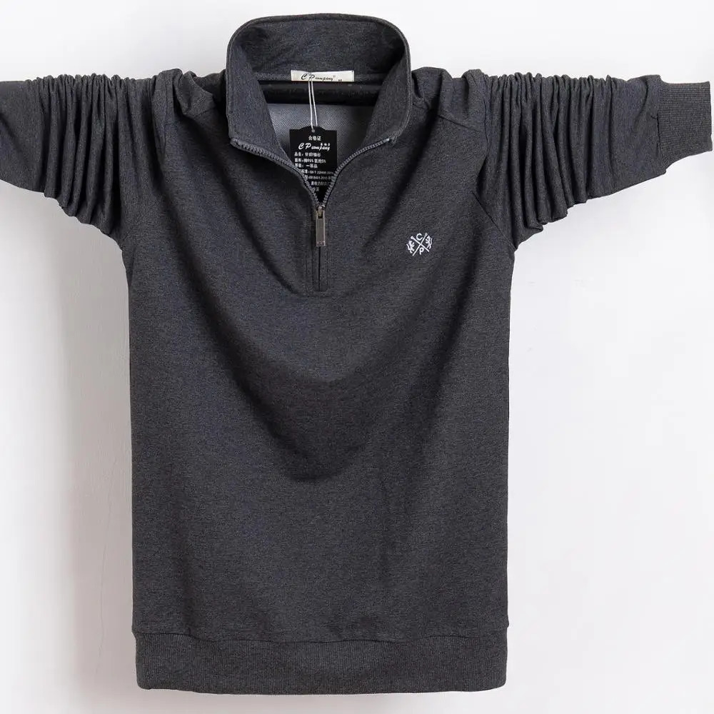 Men's Polos Men Polo Shirt Pure Cotton Men Business Casual Male Polo Shirt Autumn Long Sleeve Stand Collar Polo Shirt Plus Size 5XL 6XL 231202