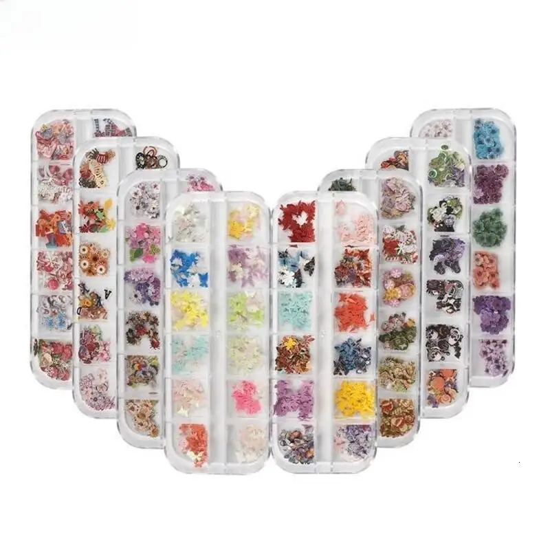 Stickers Decals Nail Art Accessories Sticker About 50pcs in Box Nail Wood Pulp Chips Christmas Colorful Flower Butterfly Sticker Set Halloween 231202