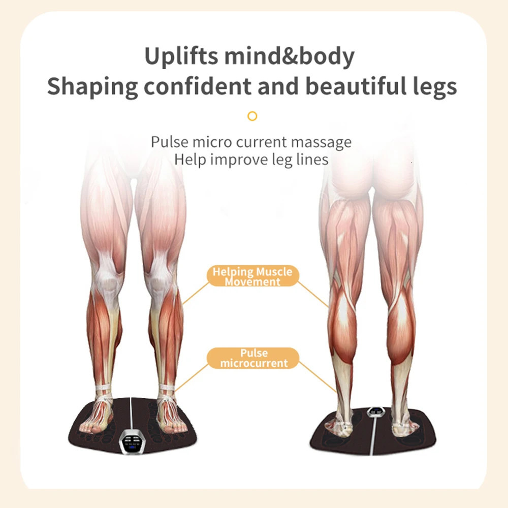 Foot Massager Electric EMS Muscle Stimulation Pad 8 Modes 32 Levels of Strength Folding Relieve Pressure Massage Mat 231202