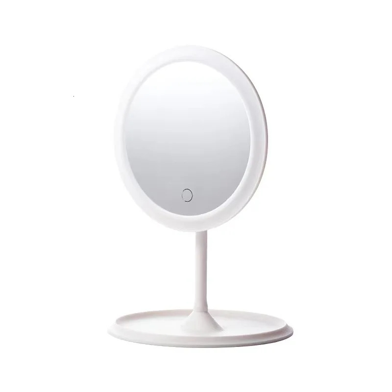 Compact Mirrors LED Makeup Mirror With Light Lamp With Storage Desktop Rotating Cosmetic Mirror Light Adjustable Dimming USB Vanity Mirror 231202